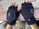途尊手套男冬季露手指初中學(xué)生自行車(chē)騎行情侶毛線(xiàn)半截翻蓋男生冬保暖 藏青小鹿【半指翻蓋手套】 曬單實(shí)拍圖
