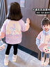 川孩童裝女童外套毛毛衣秋冬季加絨加厚時(shí)尚休閑中小童兒童衣服冬裝新款女孩保暖棉衣連帽1-7歲 紫色 90 曬單實(shí)拍圖