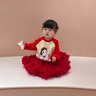 幼歌（YOUGE）女寶寶甜美蓬蓬網(wǎng)紗蛋糕裙小女孩輕盈蓬松彈力蛋糕裙潮 紅色 80 cm 曬單實(shí)拍圖