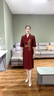 岡蹈喜媽媽高端婚禮服醋酸面料旗袍媽媽禮服改良版緞喜婆婆 紅色 4XL 曬單實(shí)拍圖