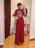 麗佰昕中式旗袍結(jié)婚敬酒服新娘新款秋冬季答謝宴禮服女訂婚連衣裙回門 酒紅色長款 XL 曬單實(shí)拍圖