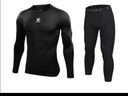 卡爾美（KELME） 兒童緊身衣男女童透氣彈力長(cháng)袖打底衫足球訓練服跑步緊身褲套裝 黑色套裝【透氣薄款-中間LOGO】 4XS 130CM【兒童】 曬單實(shí)拍圖