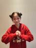 羅蒙（ROMON）2025秋冬季新款洋氣時(shí)髦兔子連帽毛衣女寬松打底針織衫加厚上衣潮 連帽紅色 均碼 -80-140斤 曬單實(shí)拍圖