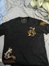 棉致短袖T恤男棉刺繡潮牌寬松夏季薄款男士新款半袖體恤衫 2012黑色錦鯉刺繡 4XL 碼 曬單實(shí)拍圖