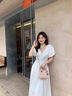 莫代爾法式精致連衣裙女2025夏季新款高級感時尚收腰顯瘦百搭仙女薄款裙 白色 M (96-110)斤 曬單實拍圖