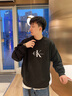 Calvin Klein Jeans秋季男士簡(jiǎn)約通勤ck疊印字母休閑純棉圓領(lǐng)衛衣J323609 BEH-黑色 L 曬單實(shí)拍圖