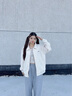 DXOT翻領(lǐng)棒球服外套女2025新款秋冬感美式復(fù)古休閑夾克開衫衛(wèi)衣潮 米白色（春秋） 薄款 M 曬單實拍圖