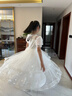 小咔衣濃（Xiaokayinong）兒童禮服公主裙高端花童婚紗小女孩鋼琴演出服主持人公主裙春夏款 白色L3905長(zhǎng)款連衣裙（鏈條） 160cm 曬單實(shí)拍圖