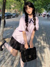 鹿依檸連衣裙女夏季2025新款女裝韓系減齡泰國學(xué)生學(xué)院風(fēng)jk制服套裝裙子 藍色襯衫+藏青短裙 M 曬單實拍圖