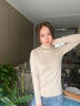 夢(mèng)特嬌羊絨蠶絲德絨發(fā)熱保暖內衣女上衣半高領(lǐng)長(cháng)袖打底衫加絨秋衣冬季 中領(lǐng)-郁金粉 L 【適合100-120斤】 曬單實(shí)拍圖