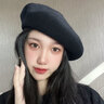 鑫豪睿帽子女毛呢貝雷帽女秋冬日系百搭畫家帽顯臉小氣質(zhì)復古蓓蕾南瓜帽 百搭-黑 均碼 可調(diào)節(jié) 曬單實拍圖