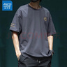 真維斯（Jeanswest）t恤男重磅潮流新款潮流半袖寬松大碼休閑純棉體恤刺繡短袖t恤衫 深灰色 M 體重105至125斤 曬單實(shí)拍圖