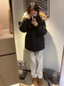 棉致白灰加絨加厚羊羔絨運動褲子女秋冬季寬松高腰直筒休閑褲衛(wèi)褲棉褲 白灰色【020加絨高品質(zhì)38.5】 L 105-120斤 曬單實拍圖