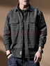后探潮流復古美式工裝襯衫男寬松秋季男士襯衣外套男士獵裝長(cháng)袖上衣男 灰色 2XL（160-180斤） 曬單實(shí)拍圖