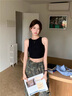 俞兆林小吊帶背心女夏季辣妹內(nèi)搭外穿美背帶胸墊工字短款無袖露背上衣 黑色 均碼（80-130斤） 曬單實拍圖