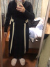 粉藍(lán)衣櫥經(jīng)典圓領(lǐng)雙色拼接連衣女2024秋冬撞黑色針織525M081 墨染黑 L 曬單實(shí)拍圖