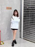 珂卡芙女靴白色厚底馬丁靴2024新款秋冬單靴爆款增高靴子法式短靴子女 米色 38 曬單實(shí)拍圖