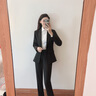 晨芙加厚加絨西裝外套女秋冬季面試正裝職業(yè)套裝大學(xué)生西服工裝工作服 黑色-加絨單西裝521 M 建議90-100斤 曬單實拍圖
