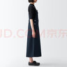 MUJI女式 彈力牛仔 背帶裙 后開(kāi)叉長(cháng)裙 牛仔裙 BE1PQA3A 深藏青色 L(165/70A) 曬單實(shí)拍圖