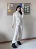 MOLY VIVI水波紋寬松軟殼褲女冬季戶(hù)外滑雪服休閑防風(fēng)防水工裝褲 椰云白 M 曬單實(shí)拍圖