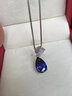 PHWULEE藍色寶石項鏈925銀心形水滴寶石吊墜時(shí)尚簡(jiǎn)約百搭送禮物鎖骨鏈女 曬單實(shí)拍圖