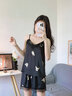 韓姿朵（Hanziduo）白鹿明星同款吊帶睡衣女冰絲夏季短褲帶胸墊性感仿真絲夏天家居服 3252 M 曬單實拍圖