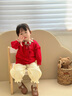 幼歌（YOUGE）兒童森系手工鉤花毛衣2023新款寶寶浪漫簡(jiǎn)約開衫 大紅 90 cm 曬單實(shí)拍圖