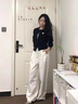 DAVEY MODE麻花針織開衫外套女秋季穿搭感韓系獨(dú)特上衣短款愛心刺繡毛衣 藏藍(lán)【zt】 M 建議95-105斤 曬單實(shí)拍圖