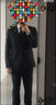 vocacool男士西服套裝商務(wù)正裝職業(yè)裝面試修身西裝結(jié)婚伴郎禮服新郎服大碼 黑色(西服+褲子+領(lǐng)帶) 3XL/155-165斤 曬單實(shí)拍圖