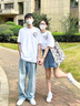 MDlila《2件價(jià)》情侶裝夏季短袖t恤2025新款一男一女寬松半袖定制衣服 小愛(ài)心 男白+女白 L 男+女M 曬單實(shí)拍圖
