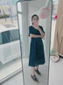 SOEM重磅真絲連衣裙高端女夏季桑蠶絲中老年寬松大碼媽媽裙 藍(lán)色 XL 【建議10-115斤穿】 曬單實拍圖