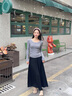 Teenie Weenie小熊女裝毛衣春季簡約舒適時尚撞色款圓領(lǐng)刺繡針織衫 中灰色 XS 155 曬單實拍圖