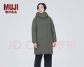 無(wú)印良品 MUJI 女式 不易沾水 風(fēng)帽羽絨大衣 羽絨服 長(cháng)款外套冬季BD0Y5A3A 煙熏綠色 S(155/80A) 曬單實(shí)拍圖