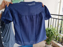 啄木鳥(niǎo)中老年媽媽裝夏季2025新款休閑大碼女士上衣時(shí)尚百搭寬松短袖襯衫 藏青 XL （建議115斤-130斤） 曬單實(shí)拍圖