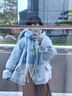 格邏恩（GELUOEN）小個(gè)子羽絨棉服女2024新款韓系寬松牛角扣棉衣面包服冬季加厚外套 淺藍(lán)色 均碼（可備注碼數(shù)） 曬單實(shí)拍圖