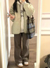 鏡莎2024新款寬松菱格羽棉襖絨服女棉服女輕薄秋冬棉衣小個(gè)子夾棉外套 豆綠 均碼【可備注碼數】 曬單實(shí)拍圖