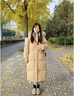 獨(dú)孤伽羅羽絨服女中長(zhǎng)款小個(gè)子過(guò)膝外套大毛領(lǐng)粉色冬季白鴨絨加厚保暖外套 黃色 L 曬單實(shí)拍圖