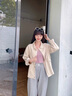 拉夏貝爾（La Chapelle）牛仔短外套女裝2025年春秋新款韓版寬松時尚小個子外套風(fēng)衣上衣女 米杏色 M 曬單實拍圖