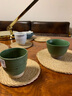 九土手工陶瓷品茗杯日式禪意粗陶不規則異形功夫茶具小茶杯子酒杯 墨綠色 曬單實(shí)拍圖
