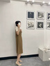 clotho Rennie品牌女裝背帶連衣裙女2025年夏季新款休閑寬松顯瘦小個(gè)子連衣裙 卡其拼米 M 曬單實(shí)拍圖