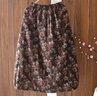 安婭詩(shī)棉裙女中長(cháng)款冬季文藝范小碎花棉麻半身裙女夾棉加厚保暖花苞裙 咖啡色繁花 均碼 建議105-145斤左右 曬單實(shí)拍圖