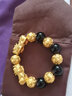 蒂蔻（Tico）足金招財(cái)貔貅黃金轉(zhuǎn)運(yùn)珠手鏈男士款3D硬金銅錢(qián)金珠男生黑瑪瑙手串 曬單實(shí)拍圖