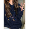 LDBE藏藍(lán)色毛衣女秋冬2025新款軟糯韓系穿搭慵懶風(fēng)長(zhǎng)袖針織衫上衣圓領(lǐng) 藏青色 M 曬單實(shí)拍圖