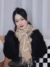 CHANEELR & KARITH圍巾女秋冬季韓版軟糯雙面款百搭保暖披肩兩用生日禮物送女生女友 卡其 曬單實(shí)拍圖