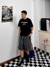 714street潮牌日系短褲男女夏季運動(dòng)褲五分褲寬松休閑褲工裝褲子 黑灰色 M 曬單實(shí)拍圖