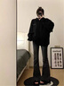 PMOG黑色顯瘦微喇叭牛仔褲女2025新款女裝夏季小個(gè)子顯瘦女褲子夏季女 黑色[長(zhǎng)褲]推薦身高156165 L [建議106115斤] 曬單實(shí)拍圖