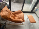北欧网红摇椅懒人休闲躺椅家用轻奢摇摇椅客厅午睡阳台单人沙发椅 科技布橙+脚踏 实拍图