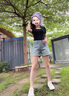 棉致涼感薄款運動牛仔短褲女夏季速干外穿冰絲寬松顯瘦闊腿休閑五分褲 藍色【q019高品質(zhì)23.5】 L 105-115斤 曬單實拍圖