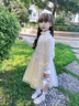 迪士尼（Disney）女童禮服裙冬季新款公主蓬蓬裙加絨兒童高端生日主持人女孩演出服 香檳色長(cháng)款【送皇冠】 110 建議體重28-32斤 曬單實(shí)拍圖