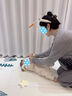 歐陽先生哄娃神器逗娃羊羔絨發(fā)箍搖鈴球?qū)殞毮虿粷駬Q尿布頭箍發(fā)卡頭飾 橘色B00-304 曬單實拍圖